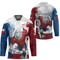 Czech Republic Football Hockey Jersey Fierce Athletic Lion Graphic In Painted Grunge Flag Style