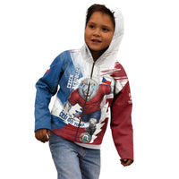 Czech Republic Football Kid Hoodie Fierce Athletic Lion Graphic In Painted Grunge Flag Style