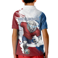 Czech Republic Football Kid Polo Shirt Fierce Athletic Lion Graphic In Painted Grunge Flag Style