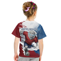 Czech Republic Football Kid T Shirt Fierce Athletic Lion Graphic In Painted Grunge Flag Style