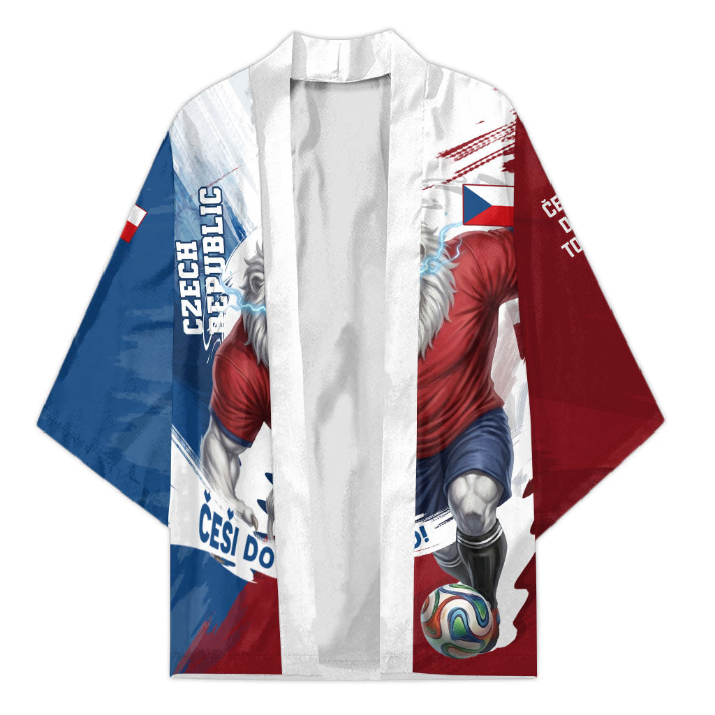 Czech Republic Football Kimono Fierce Athletic Lion Graphic In Painted Grunge Flag Style