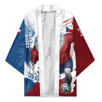 Czech Republic Football Kimono Fierce Athletic Lion Graphic In Painted Grunge Flag Style