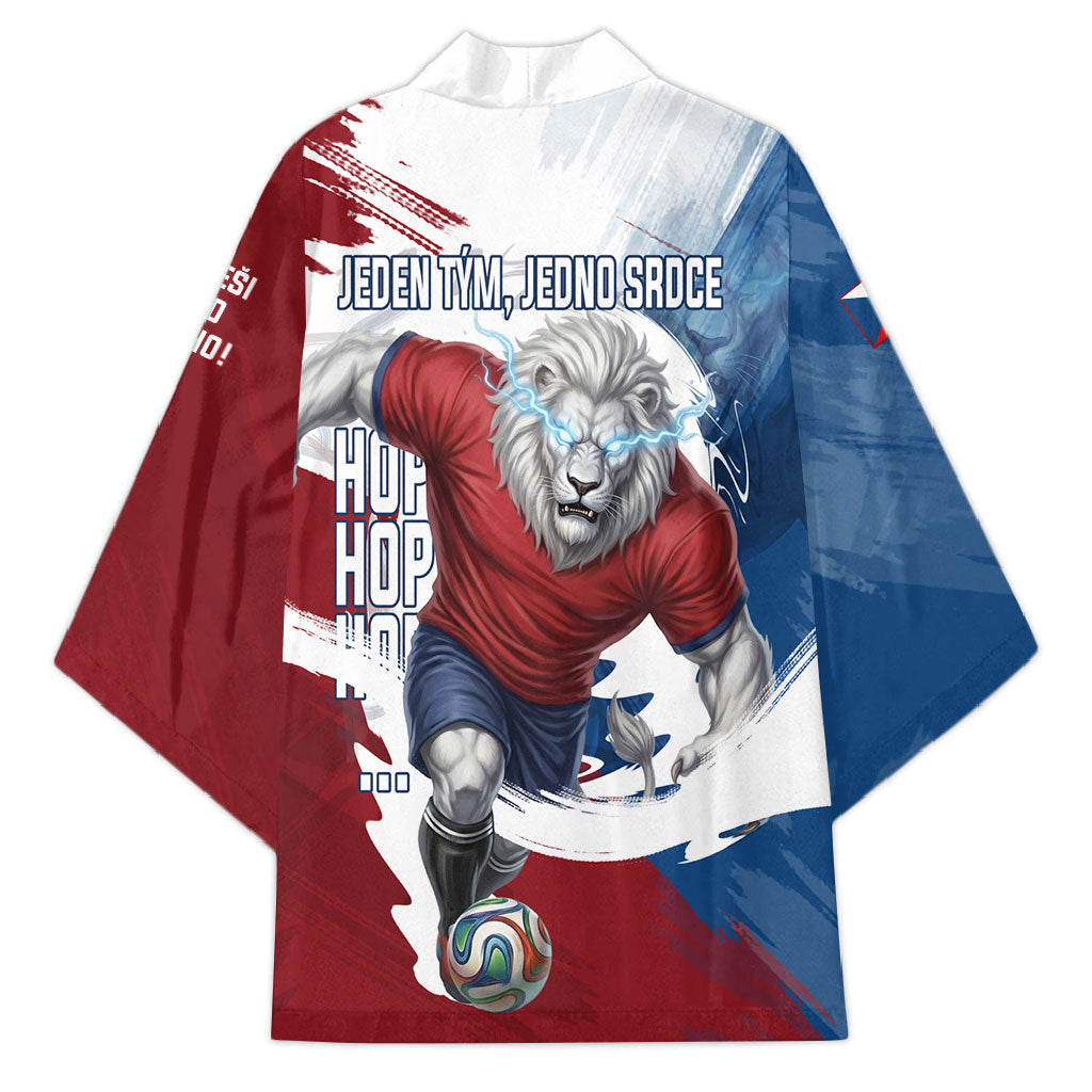 Czech Republic Football Kimono Fierce Athletic Lion Graphic In Painted Grunge Flag Style