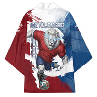 Czech Republic Football Kimono Fierce Athletic Lion Graphic In Painted Grunge Flag Style