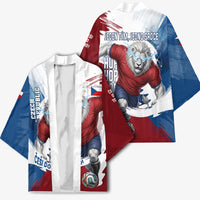 Czech Republic Football Kimono Fierce Athletic Lion Graphic In Painted Grunge Flag Style