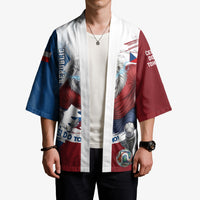 Czech Republic Football Kimono Fierce Athletic Lion Graphic In Painted Grunge Flag Style