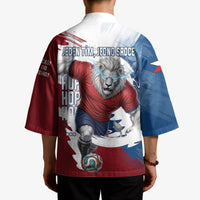 Czech Republic Football Kimono Fierce Athletic Lion Graphic In Painted Grunge Flag Style