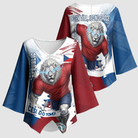 Czech Republic Football Kimono Sleeve Blouse Fierce Athletic Lion Graphic In Painted Grunge Flag Style