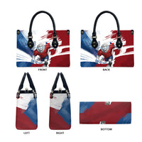 Czech Republic Football Leather Bag Fierce Athletic Lion Graphic In Painted Grunge Flag Style
