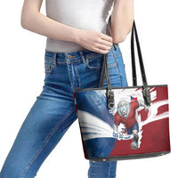 Czech Republic Football Leather Tote Bag Fierce Athletic Lion Graphic In Painted Grunge Flag Style