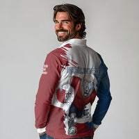 Czech Republic Football Long Sleeve Polo Shirt Fierce Athletic Lion Graphic In Painted Grunge Flag Style