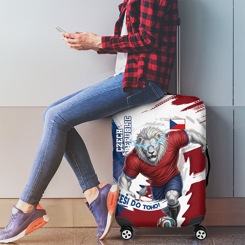 Czech Republic Football Luggage Cover Fierce Athletic Lion Graphic In Painted Grunge Flag Style