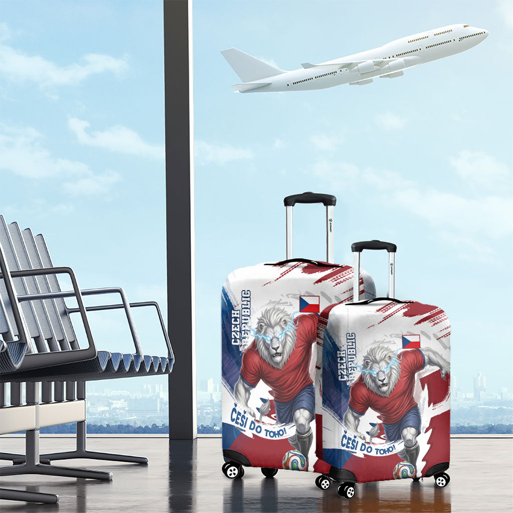 Czech Republic Football Luggage Cover Fierce Athletic Lion Graphic In Painted Grunge Flag Style