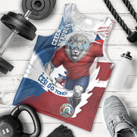 Czech Republic Football Men Tank Top Fierce Athletic Lion Graphic In Painted Grunge Flag Style