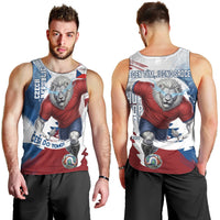Czech Republic Football Men Tank Top Fierce Athletic Lion Graphic In Painted Grunge Flag Style