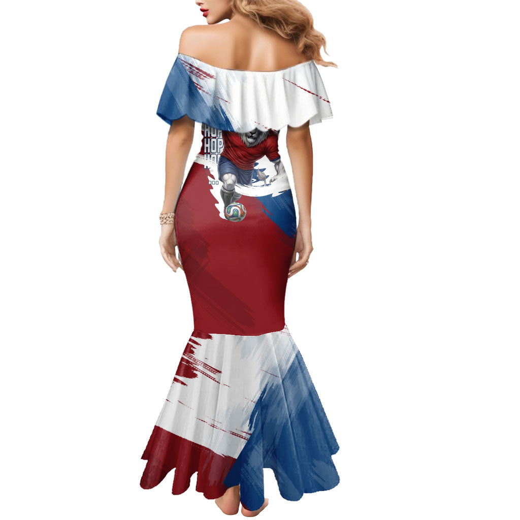 Czech Republic Football Mermaid Dress Fierce Athletic Lion Graphic In Painted Grunge Flag Style