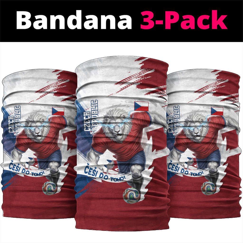 Czech Republic Football Neck Gaiter Fierce Athletic Lion Graphic In Painted Grunge Flag Style