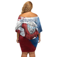 Czech Republic Football Off Shoulder Short Dress Fierce Athletic Lion Graphic In Painted Grunge Flag Style