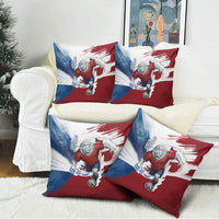 Czech Republic Football Pillow Cover Fierce Athletic Lion Graphic In Painted Grunge Flag Style