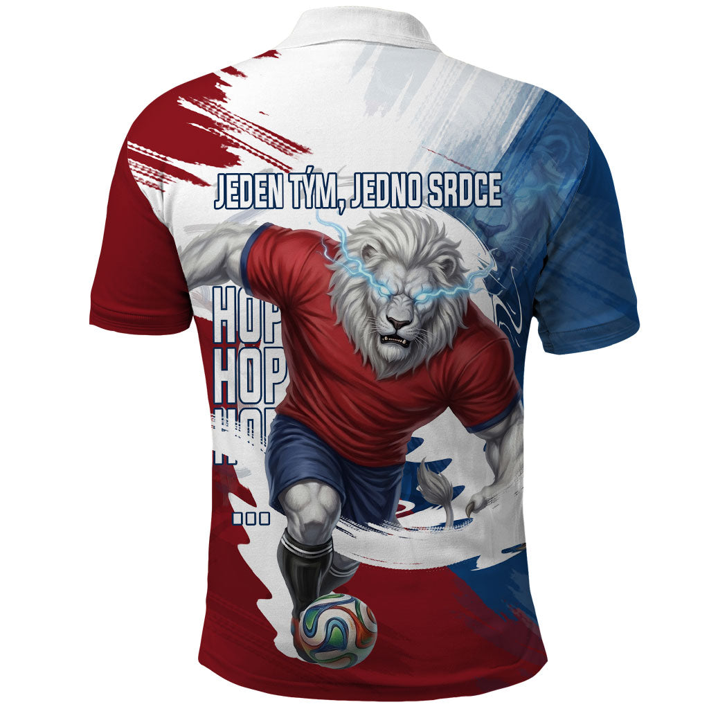 Czech Republic Football Polo Shirt Fierce Athletic Lion Graphic In Painted Grunge Flag Style