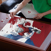 Czech Republic Football Puzzle Fierce Athletic Lion Graphic In Painted Grunge Flag Style