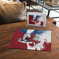 Czech Republic Football Puzzle Fierce Athletic Lion Graphic In Painted Grunge Flag Style