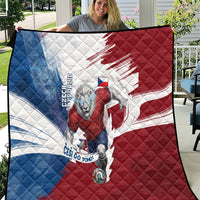 Czech Republic Football Quilt Fierce Athletic Lion Graphic In Painted Grunge Flag Style