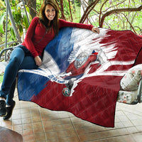 Czech Republic Football Quilt Fierce Athletic Lion Graphic In Painted Grunge Flag Style