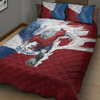 Czech Republic Football Quilt Bed Set Fierce Athletic Lion Graphic In Painted Grunge Flag Style