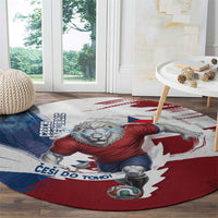 Czech Republic Football Round Carpet Fierce Athletic Lion Graphic In Painted Grunge Flag Style