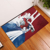 Czech Republic Football Rubber Doormat Fierce Athletic Lion Graphic In Painted Grunge Flag Style