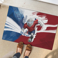 Czech Republic Football Rubber Doormat Fierce Athletic Lion Graphic In Painted Grunge Flag Style