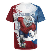 Czech Republic Football Rugby Jersey Fierce Athletic Lion Graphic In Painted Grunge Flag Style