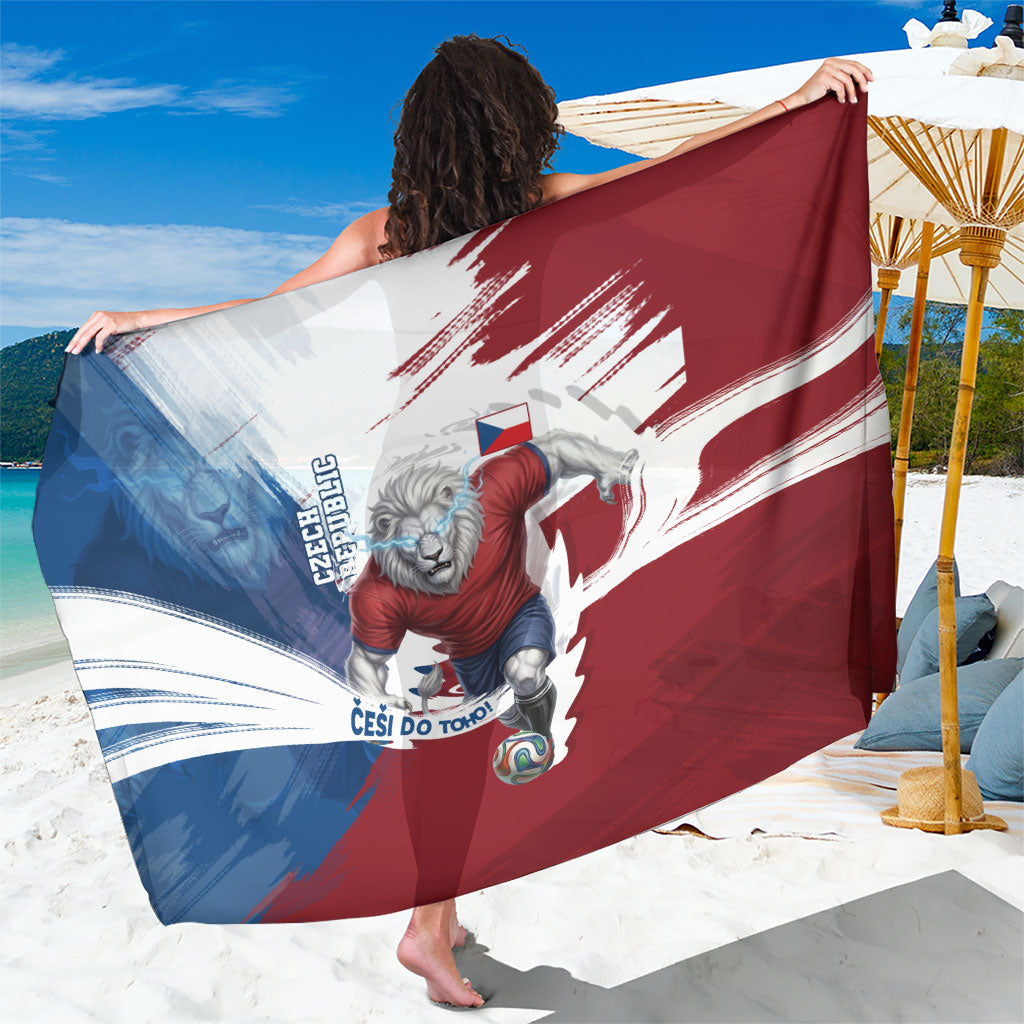 Czech Republic Football Sarong Fierce Athletic Lion Graphic In Painted Grunge Flag Style