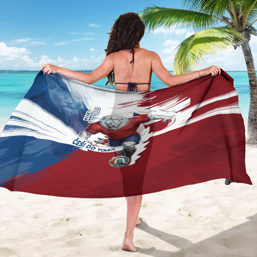 Czech Republic Football Sarong Fierce Athletic Lion Graphic In Painted Grunge Flag Style