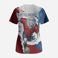 Czech Republic Football Scrub Top Fierce Athletic Lion Graphic In Painted Grunge Flag Style