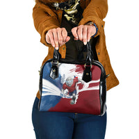 Czech Republic Football Shoulder Handbag Fierce Athletic Lion Graphic In Painted Grunge Flag Style