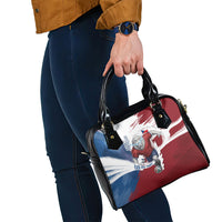 Czech Republic Football Shoulder Handbag Fierce Athletic Lion Graphic In Painted Grunge Flag Style