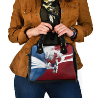 Czech Republic Football Shoulder Handbag Fierce Athletic Lion Graphic In Painted Grunge Flag Style