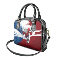 Czech Republic Football Shoulder Handbag Fierce Athletic Lion Graphic In Painted Grunge Flag Style