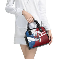 Czech Republic Football Shoulder Handbag Fierce Athletic Lion Graphic In Painted Grunge Flag Style