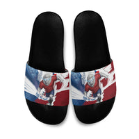 Czech Republic Football Slide Sandals Fierce Athletic Lion Graphic In Painted Grunge Flag Style