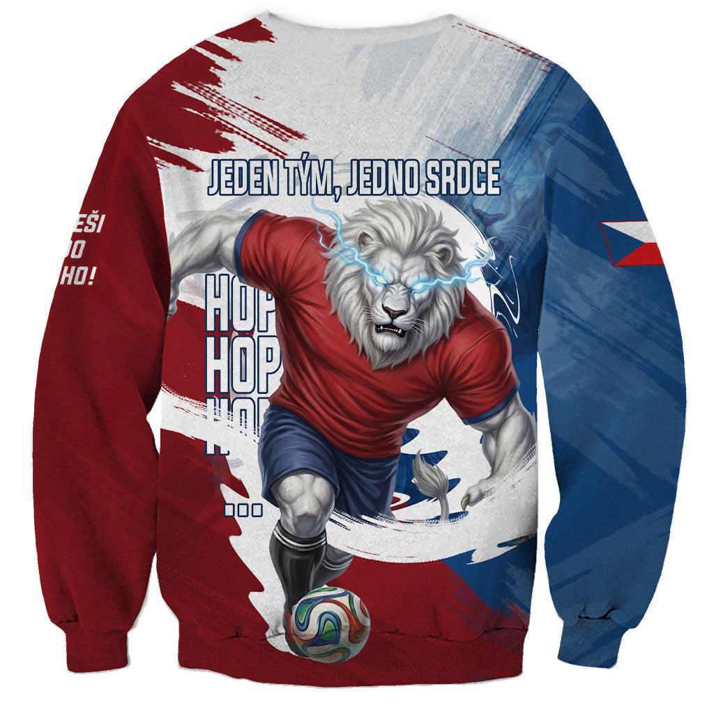 Czech Republic Football Sweatshirt Fierce Athletic Lion Graphic In Painted Grunge Flag Style