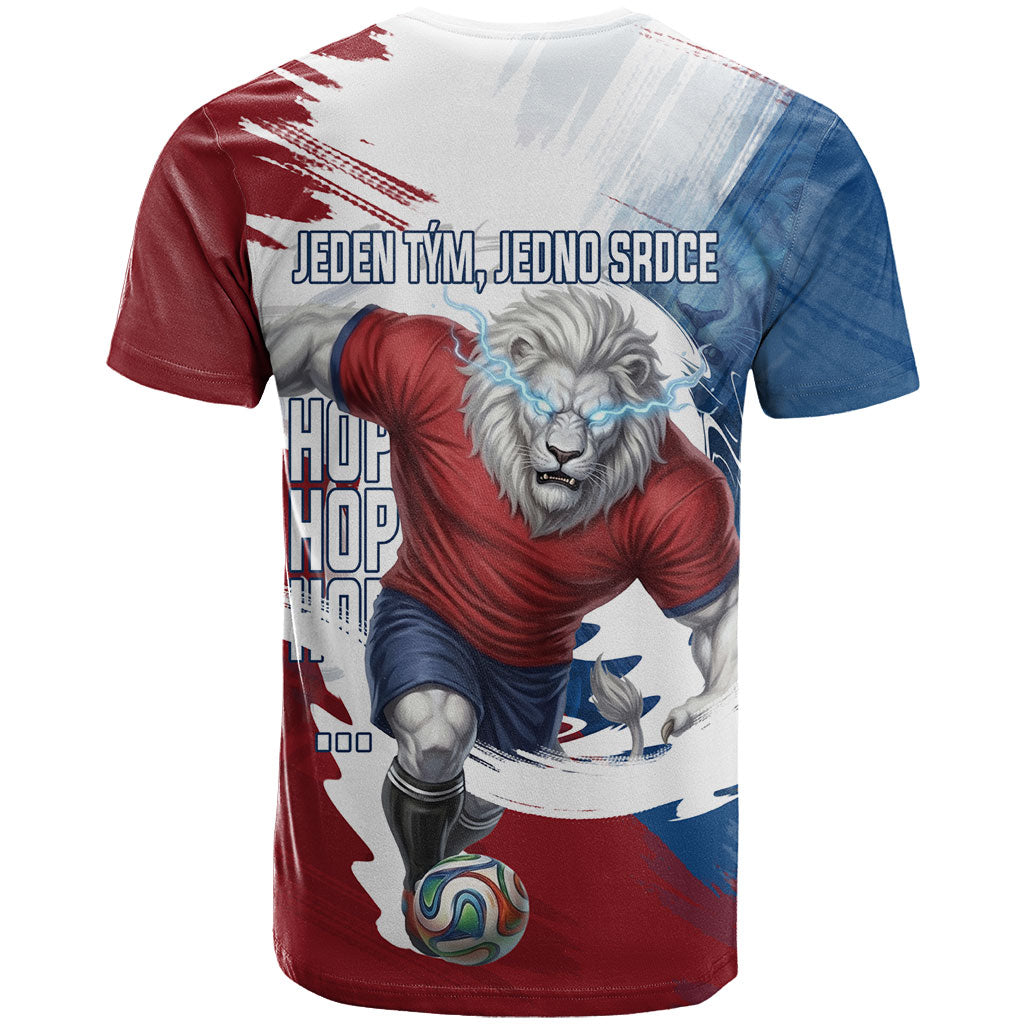 Czech Republic Football T Shirt Fierce Athletic Lion Graphic In Painted Grunge Flag Style