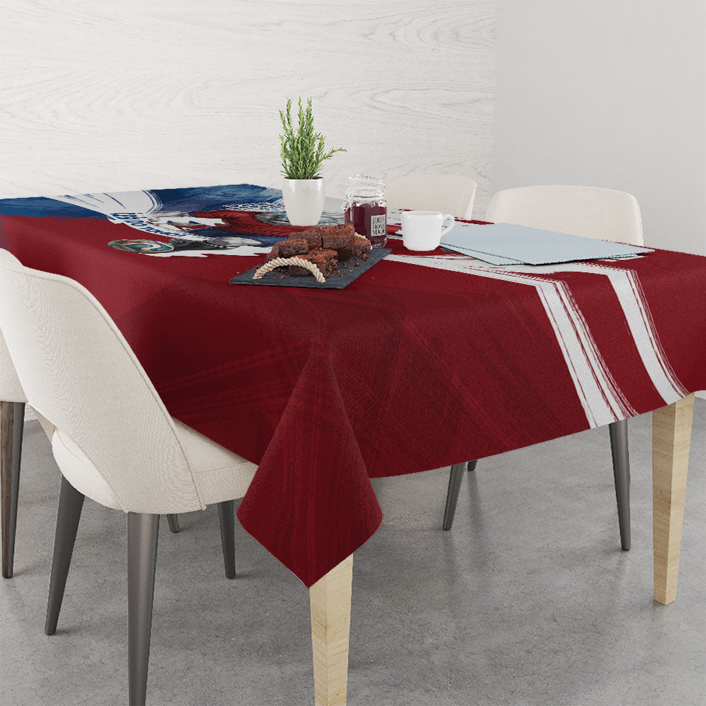 Czech Republic Football Tablecloth Fierce Athletic Lion Graphic In Painted Grunge Flag Style