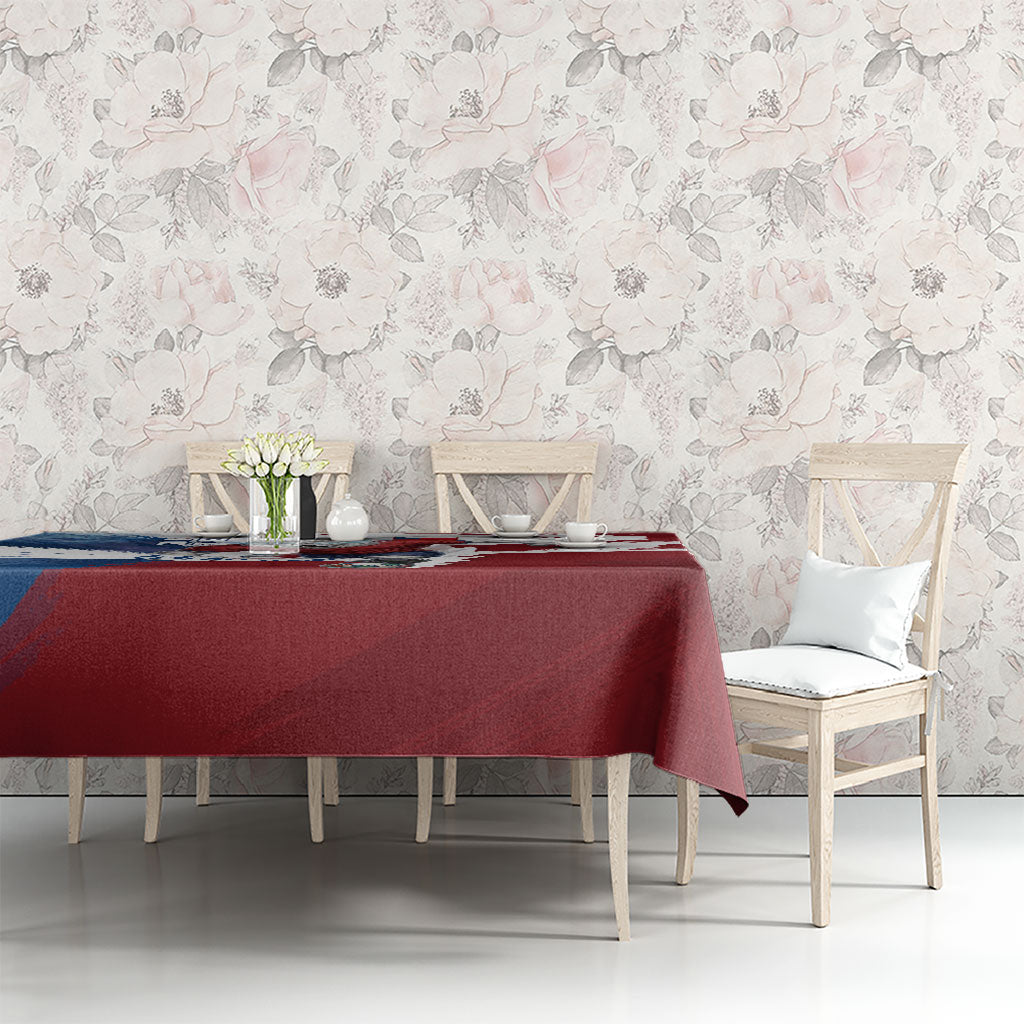 Czech Republic Football Tablecloth Fierce Athletic Lion Graphic In Painted Grunge Flag Style