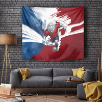 Czech Republic Football Tapestry Fierce Athletic Lion Graphic In Painted Grunge Flag Style