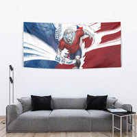 Czech Republic Football Tapestry Fierce Athletic Lion Graphic In Painted Grunge Flag Style