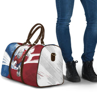Czech Republic Football Travel Bag Fierce Athletic Lion Graphic In Painted Grunge Flag Style