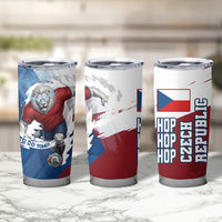 Czech Republic Football Tumbler Cup Fierce Athletic Lion Graphic In Painted Grunge Flag Style